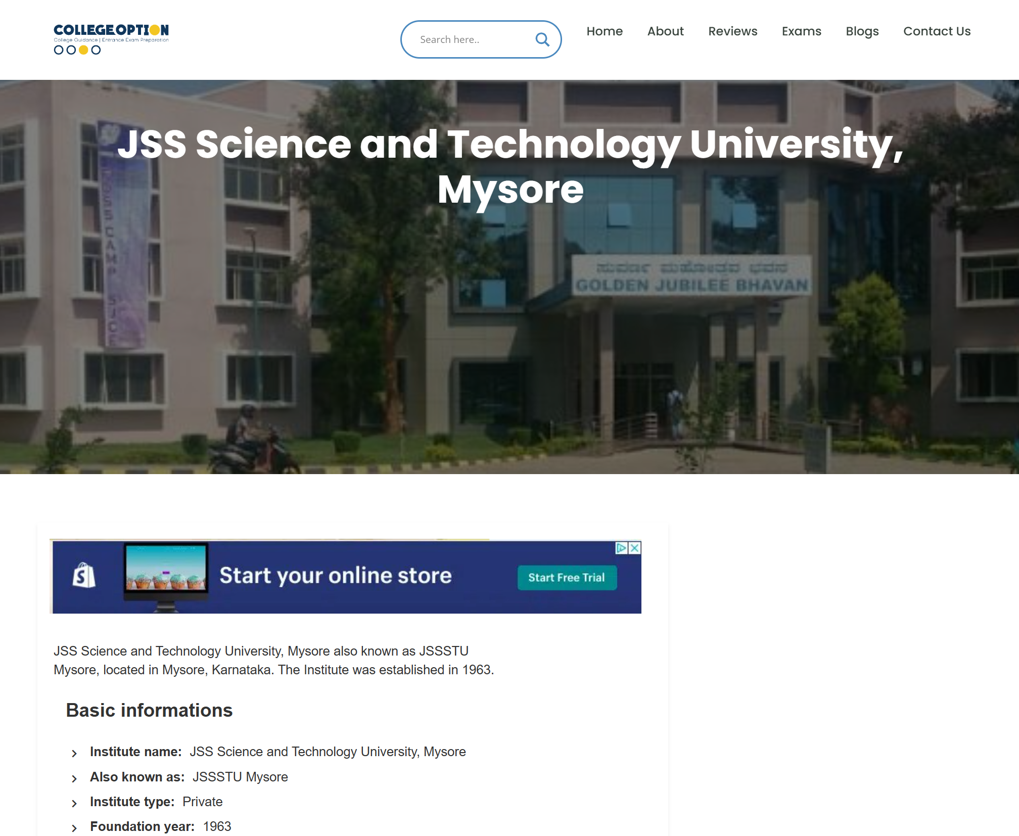 CollegeOption website — college page